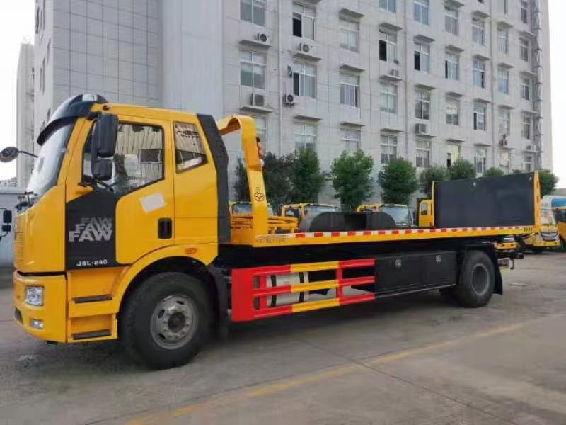 國六黃牌解放J6平板清障車